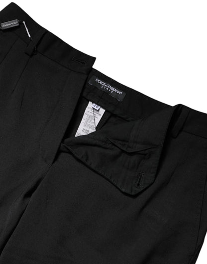 Dolce & Gabbana Black Polyester High Waist Slim Pants
