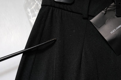 بنطلون دولتشي آند غابانا نايلون أسود بقصة ضيقة وخصر مرتفع