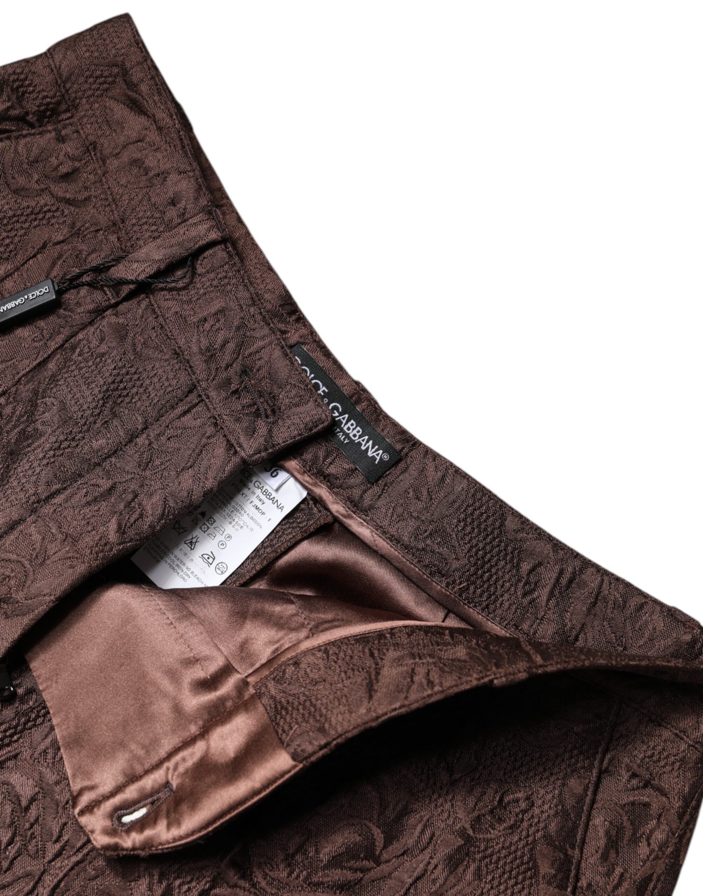 Dolce &amp; Gabbana – Braune Minishorts aus geblümtem Brokat mit mittlerer Taille