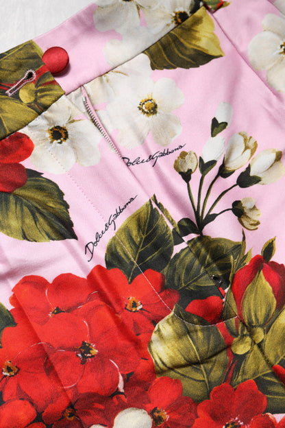 بنطال قصير بطبعة زهور وردية من دولتشي آند غابانا بخصر مرتفع