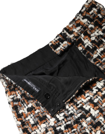 Dolce &amp; Gabbana – Mehrfarbiger Minirock aus Tartan-Tweed mit hoher Taille