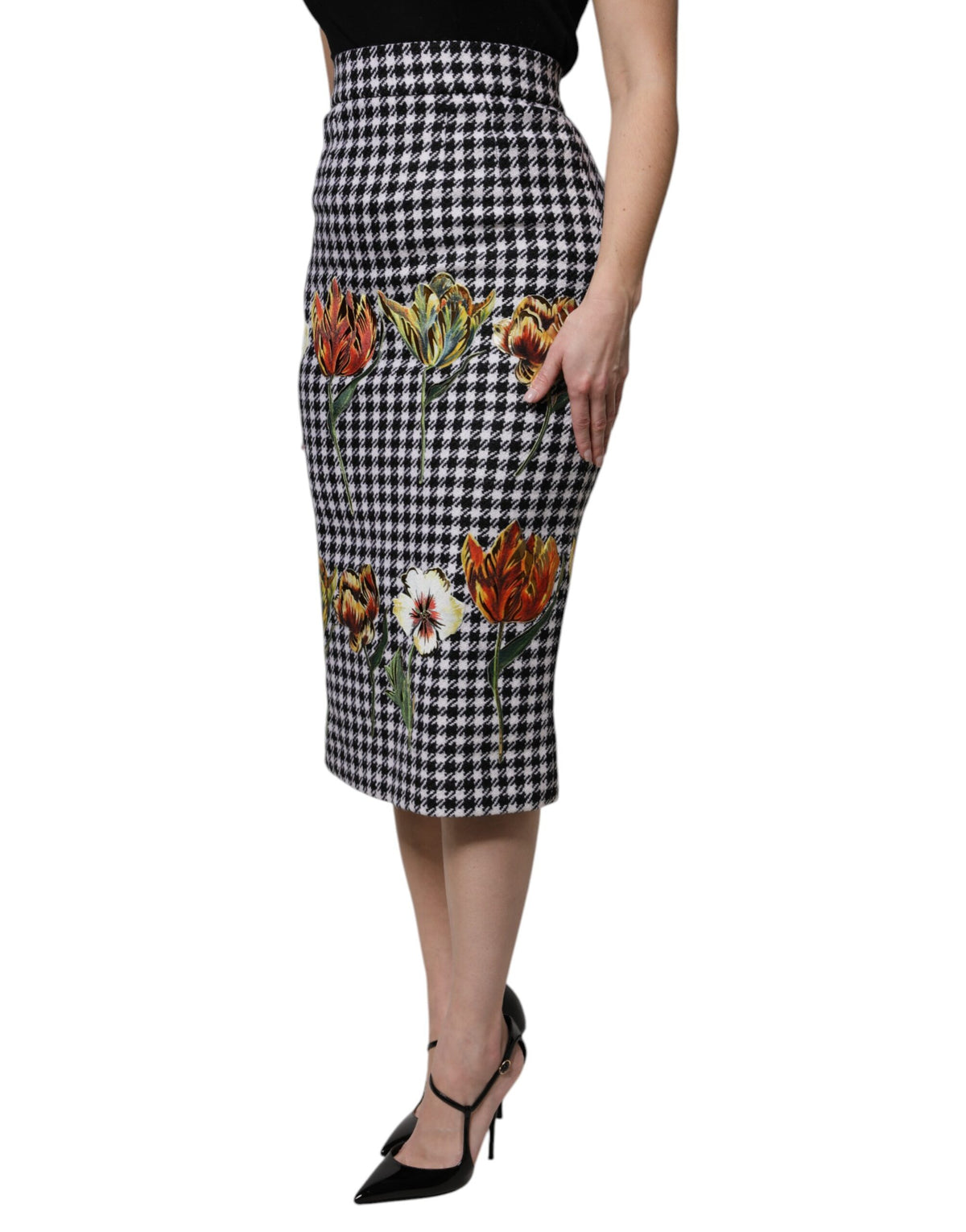 Dolce &amp; Gabbana Bleistiftrock mit mehrfarbigem Blumendruck und hoher Taille