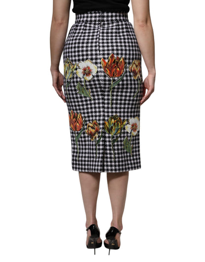 Dolce &amp; Gabbana Bleistiftrock mit mehrfarbigem Blumendruck und hoher Taille