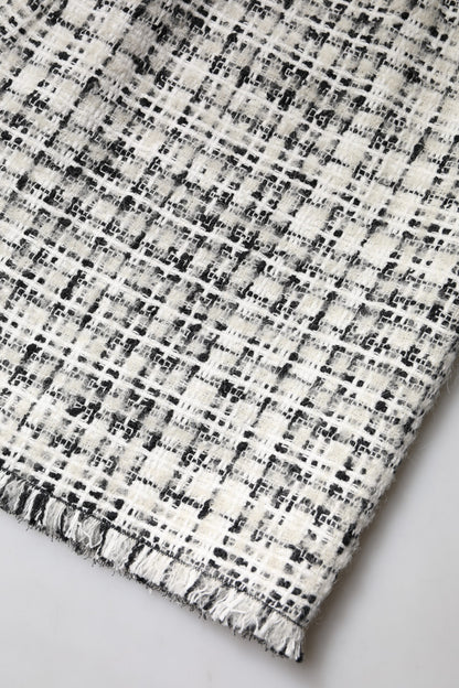 Dolce &amp; Gabbana – Weiß-schwarzer Minirock aus Tartan-Tweed mit hoher Taille