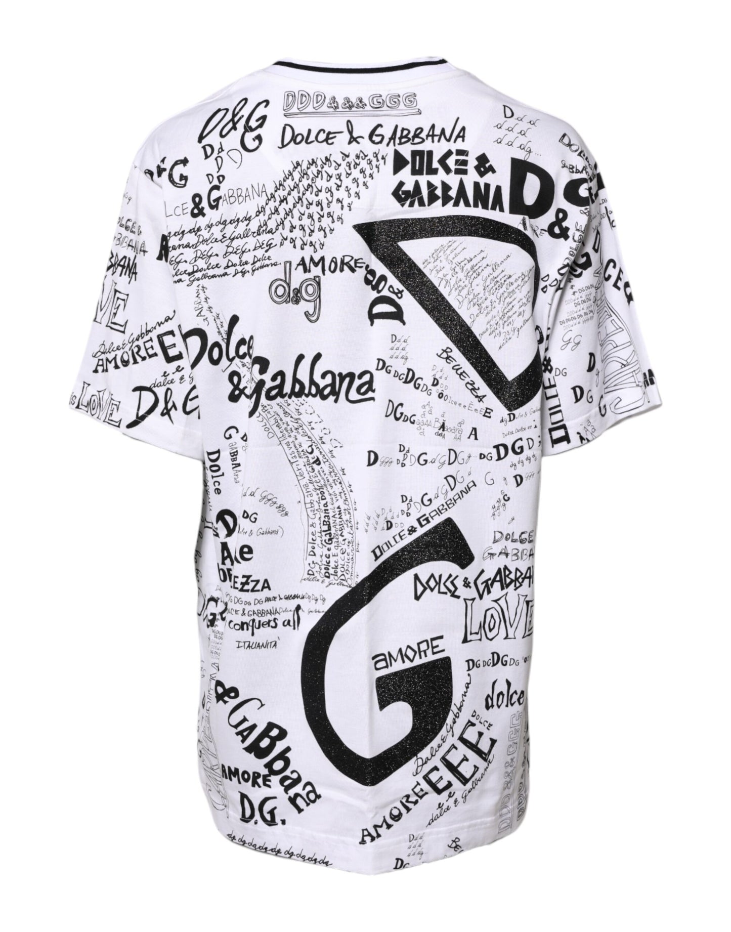 Dolce &amp; Gabbana – Weißes Baumwoll-T-Shirt mit Rundhalsausschnitt und Graffiti-Print