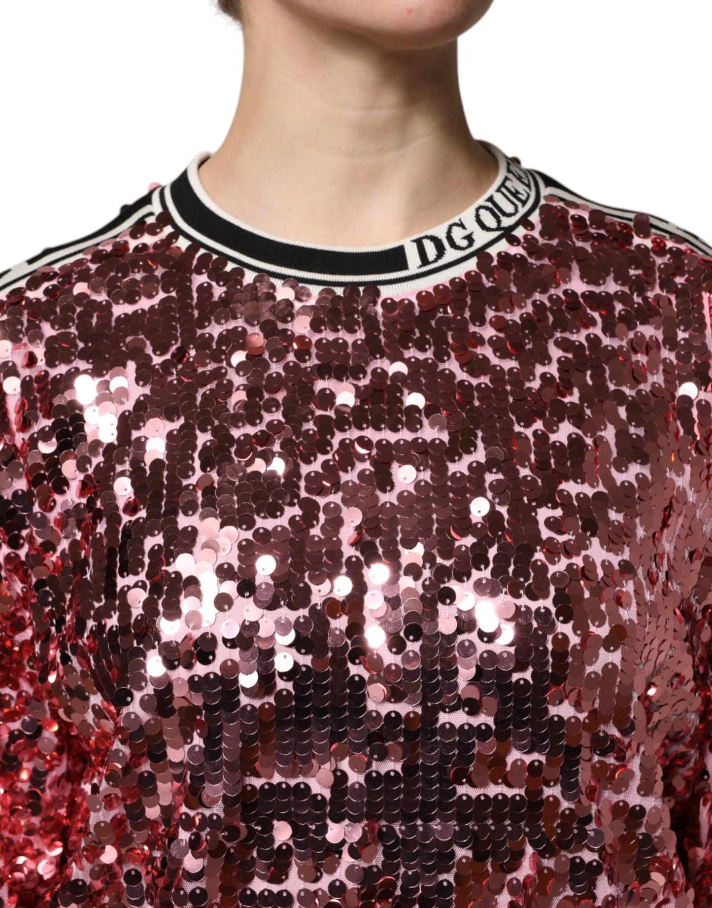 Dolce &amp; Gabbana – Pullover mit Pailletten „DG Queen“ in Pink