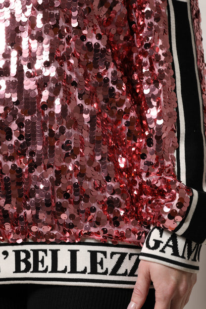 Dolce &amp; Gabbana – Pullover mit Pailletten „DG Queen“ in Pink