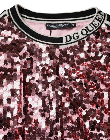 Dolce &amp; Gabbana – Pullover mit Pailletten „DG Queen“ in Pink
