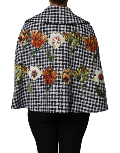 Dolce &amp; Gabbana – Cape-Jacke mit Blumenmuster in Schwarz und Weiß