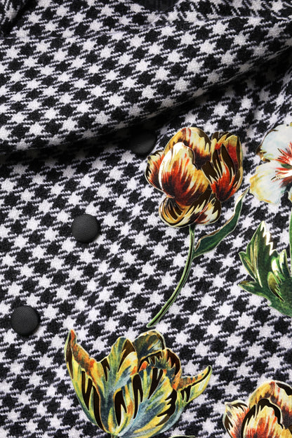 Dolce &amp; Gabbana – Cape-Jacke mit Blumenmuster in Schwarz und Weiß
