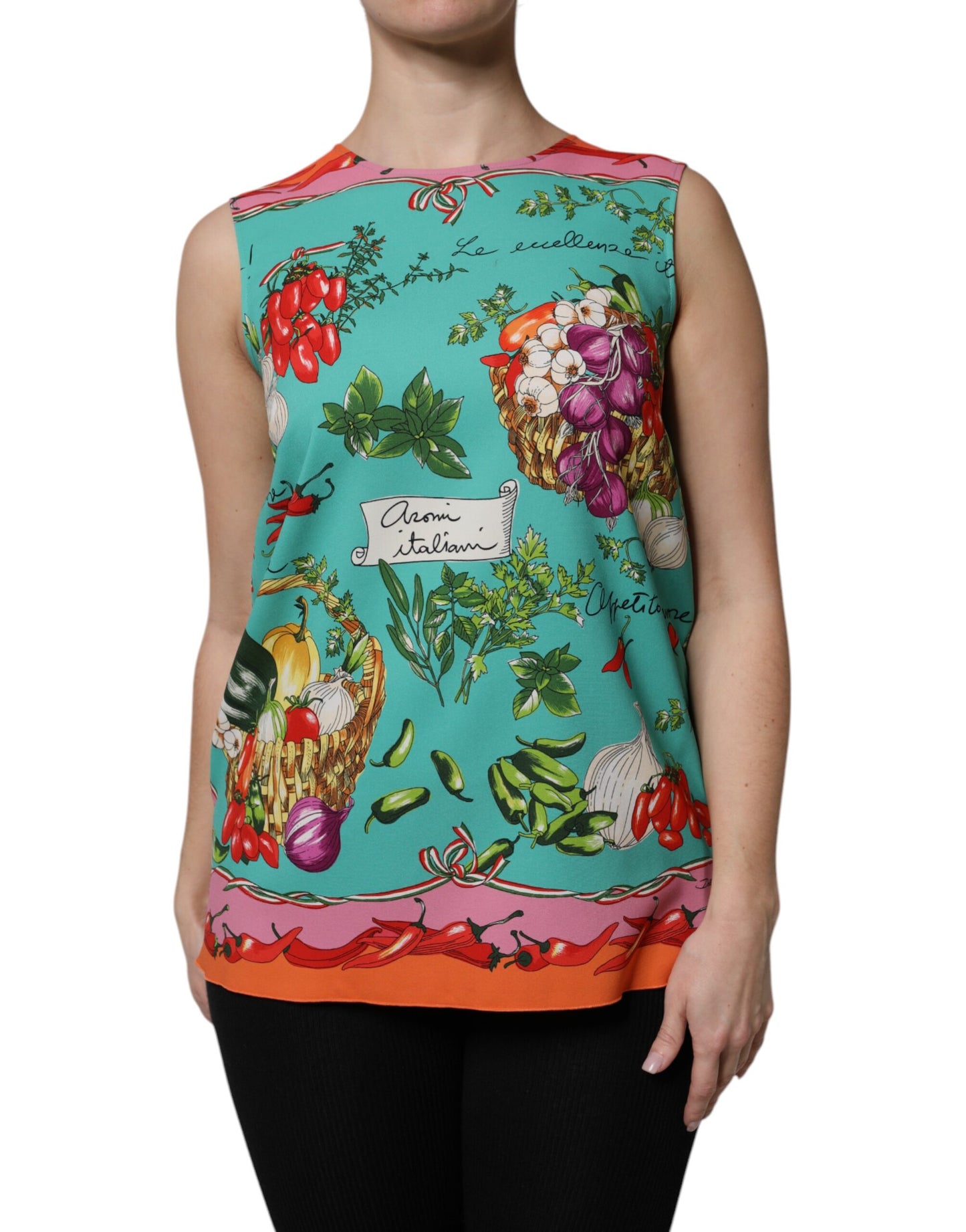 Dolce &amp; Gabbana, mehrfarbiges, ärmelloses Seiden-Tanktop mit Blumenmuster