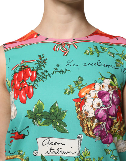 Dolce &amp; Gabbana, mehrfarbiges, ärmelloses Seiden-Tanktop mit Blumenmuster