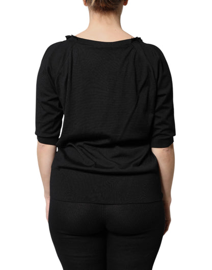 Dolce &amp; Gabbana – Schwarzes, kurzärmliges Blusenoberteil mit Knopfleiste
