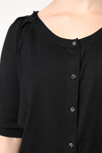 Dolce &amp; Gabbana – Schwarzes, kurzärmliges Blusenoberteil mit Knopfleiste