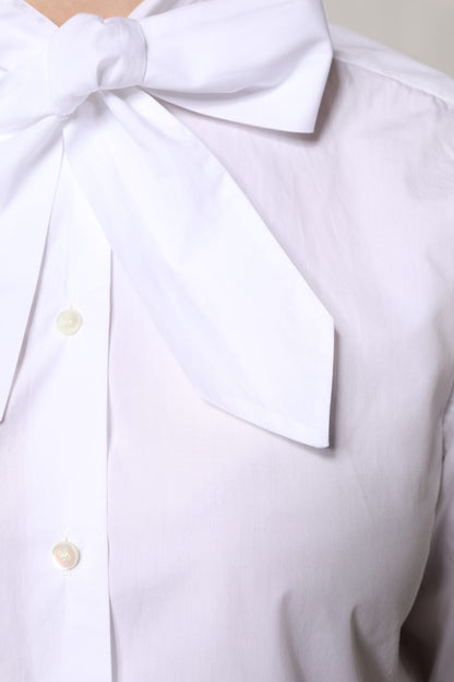 Dolce &amp; Gabbana, weißes Blusentop mit Ascot-Kragen und langen Ärmeln