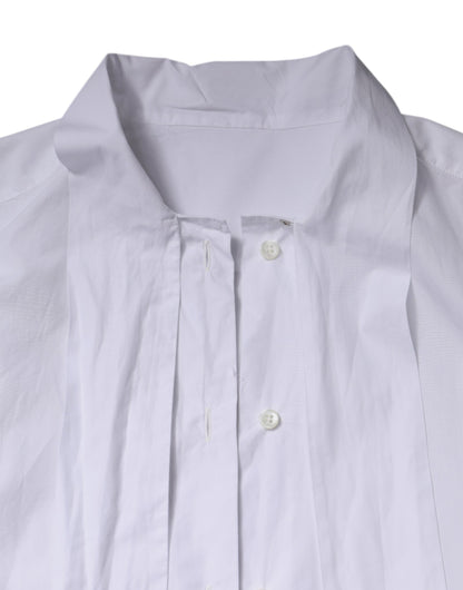 Dolce &amp; Gabbana, weißes Blusentop mit Ascot-Kragen und langen Ärmeln