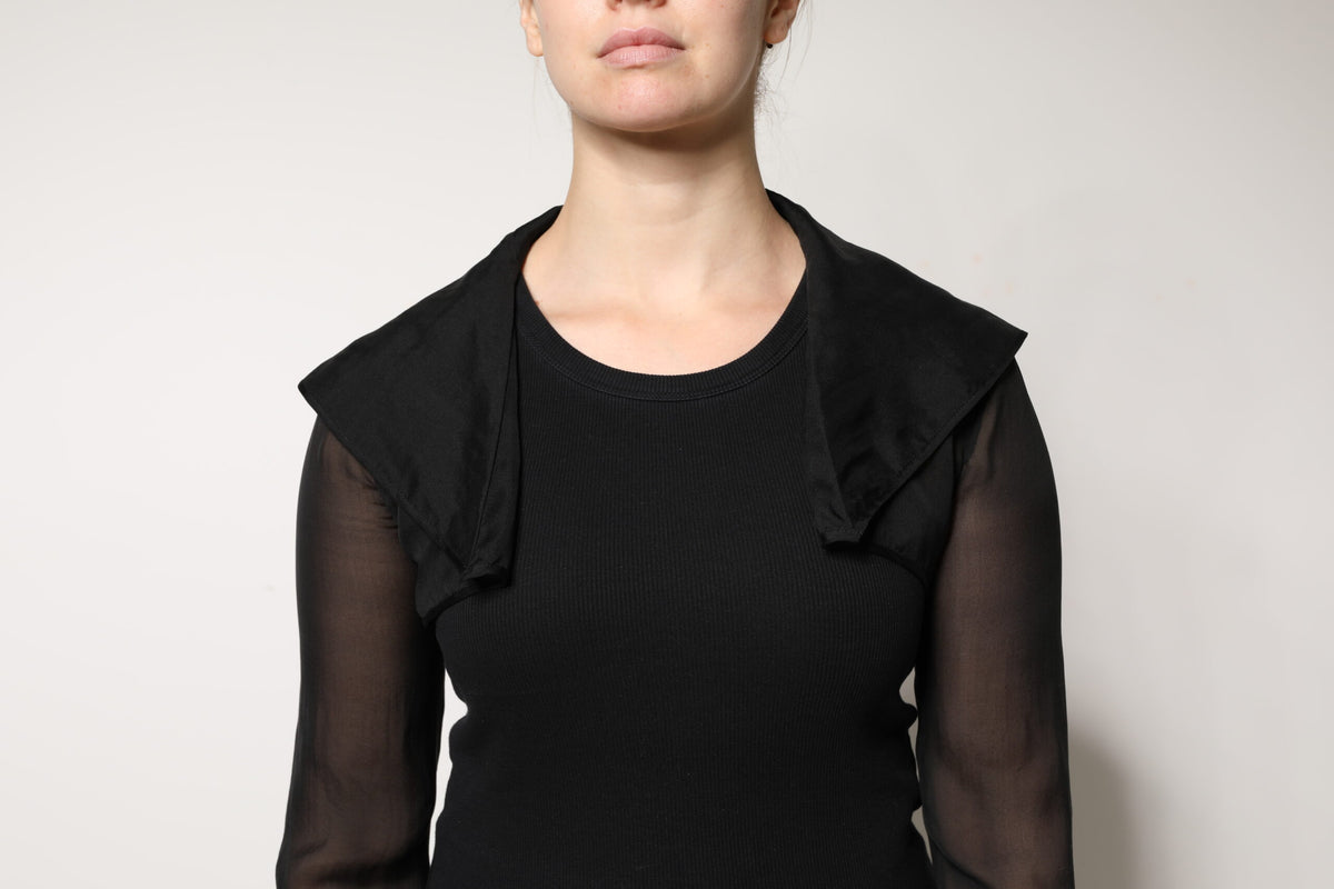 Dolce &amp; Gabbana – Transparentes Blusentop aus schwarzer Seide mit langen Ärmeln