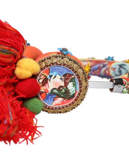 Dolce &amp; Gabbana – Mehrfarbige, skurrile Kopfhörer mit Quasten und Kristallen