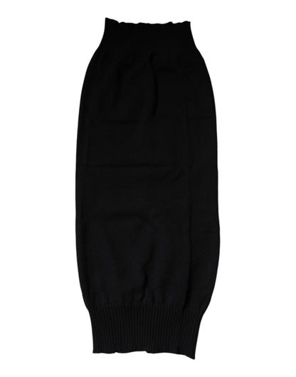 Dolce & Gabbana Black Cashmere Knitted Neck Warmer Foulard Scarf
