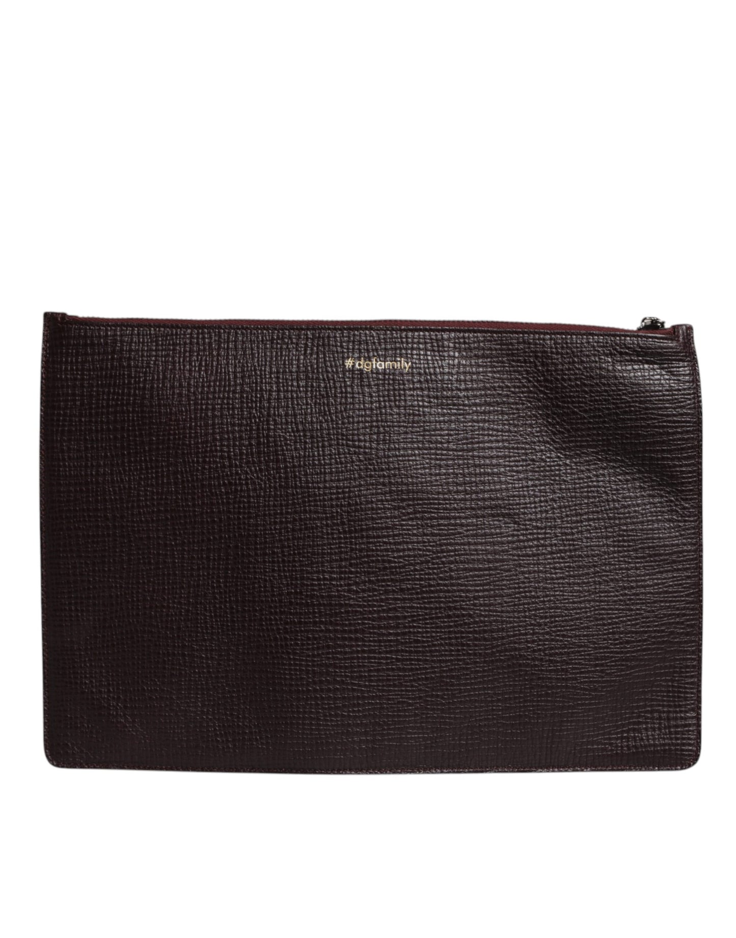 Dolce &amp; Gabbana Braunes Leder #DGFAMILY Verzierte Herren Clutch