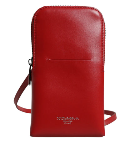 Dolce &amp; Gabbana Rote Ledergeldbörse, Handy-Umhängetasche mit Umhängeband
