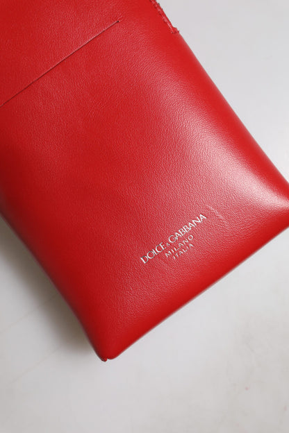 Dolce &amp; Gabbana Rote Ledergeldbörse, Handy-Umhängetasche mit Umhängeband