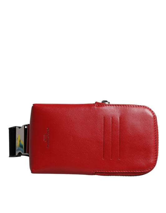 Dolce & Gabbana Red Calfskin Logo Purse Phone Belt Waist Bag