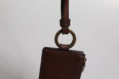 Dolce &amp; Gabbana – Kartenetui mit Logo und Lanyard aus braunem Kalbsleder