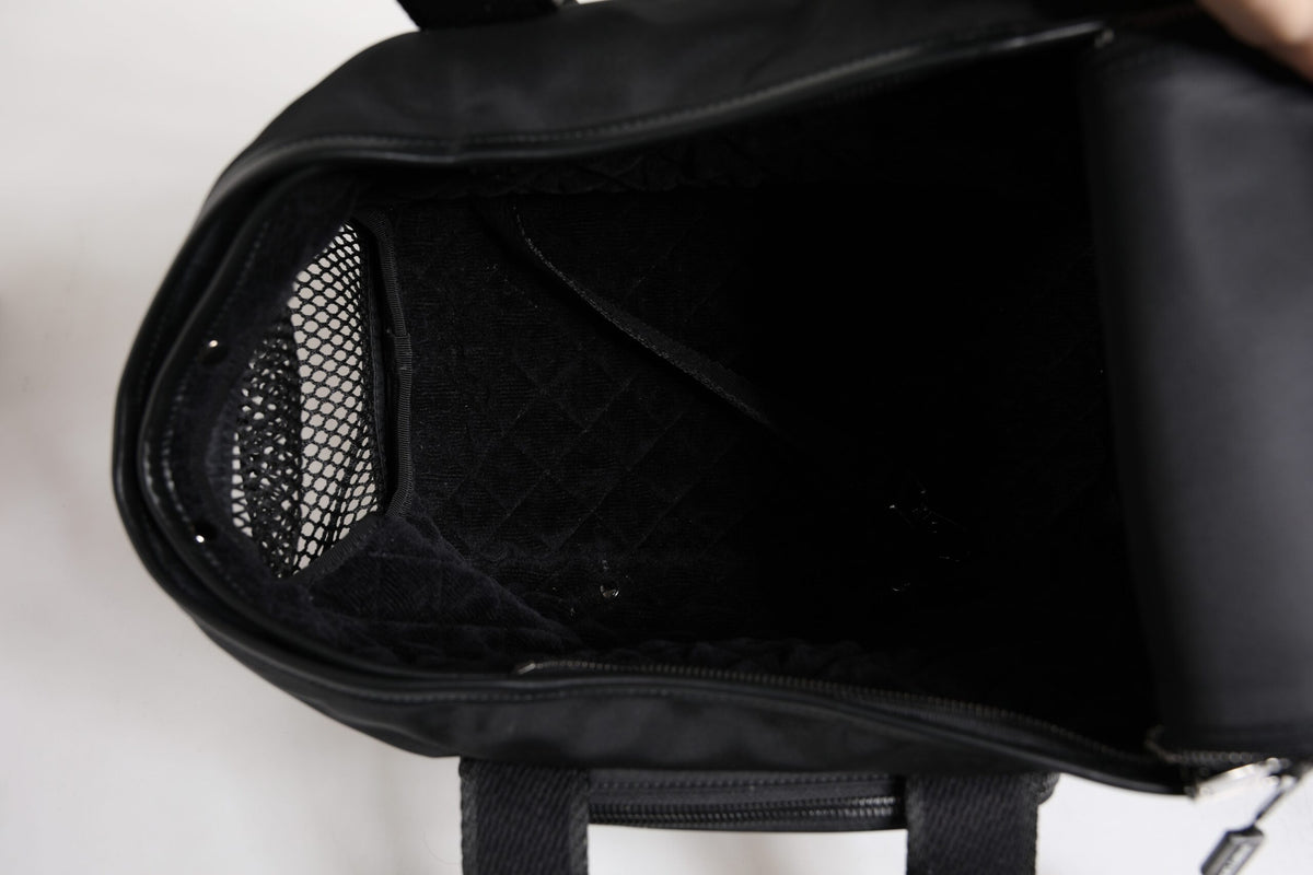 Dolce &amp; Gabbana – Schwarze Tragetasche mit Logo-Schild und Schultergurt für Haustiere