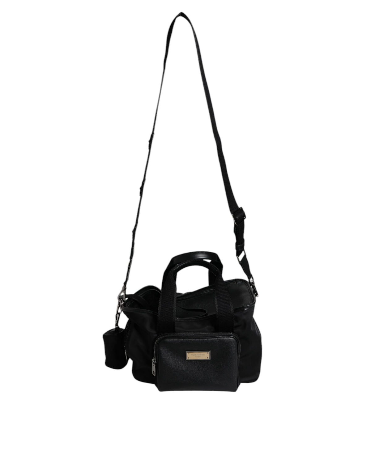 Dolce &amp; Gabbana – Schwarze Tragetasche mit Logo-Schild und Schultergurt für Haustiere