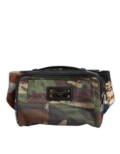 Dolce &amp; Gabbana – Mehrfarbige Gürteltasche mit Camouflage-Patchwork-Logo