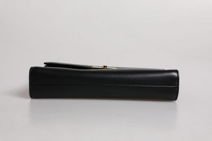 Dolce &amp; Gabbana – Dokumenten-Aktentasche aus schwarzem Leder mit Logo-Plakette