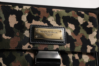 Dolce &amp; Gabbana – Mehrfarbige Umhängetasche aus Jacquard mit Leopardenmuster