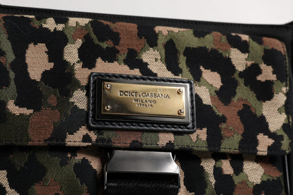 Dolce &amp; Gabbana – Mehrfarbige Umhängetasche aus Jacquard mit Leopardenmuster