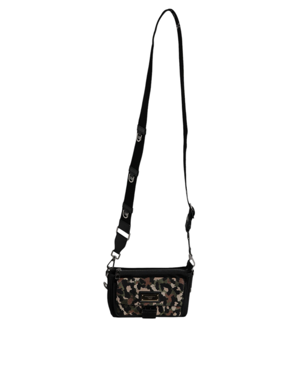 Dolce &amp; Gabbana – Mehrfarbige Umhängetasche aus Jacquard mit Leopardenmuster