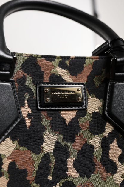 Dolce &amp; Gabbana Mehrfarbige Einkaufstasche mit Leopardenmuster, Umhängetasche