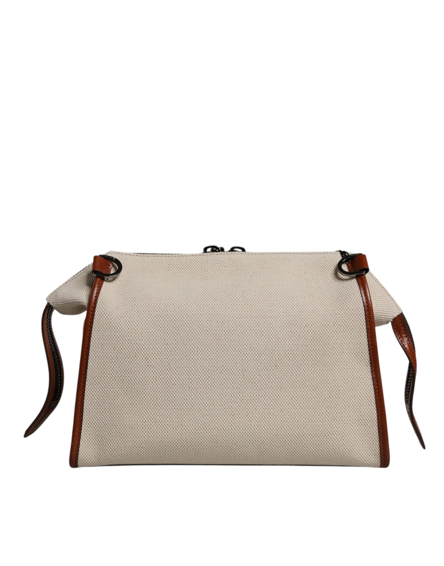 Dolce & Gabbana Beige Brown Cotton Leather Duffle Shoulder Bag