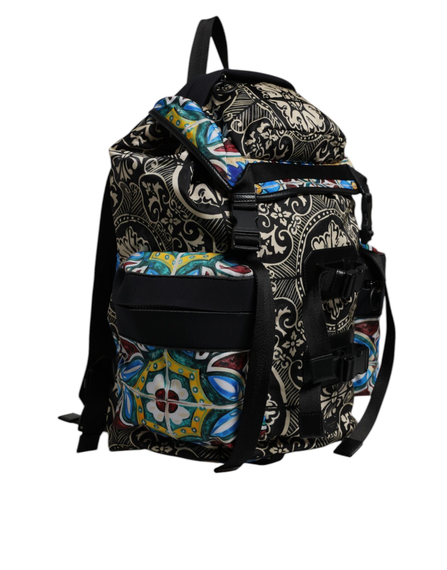 Dolce &amp; Gabbana Rucksack aus Nylon mit mehrfarbigem Maiolika-Print