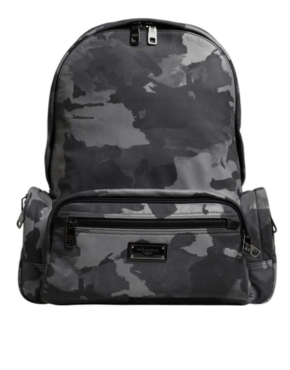 Dolce &amp; Gabbana Rucksacktasche aus grauer Baumwolle mit Camouflage-Logo