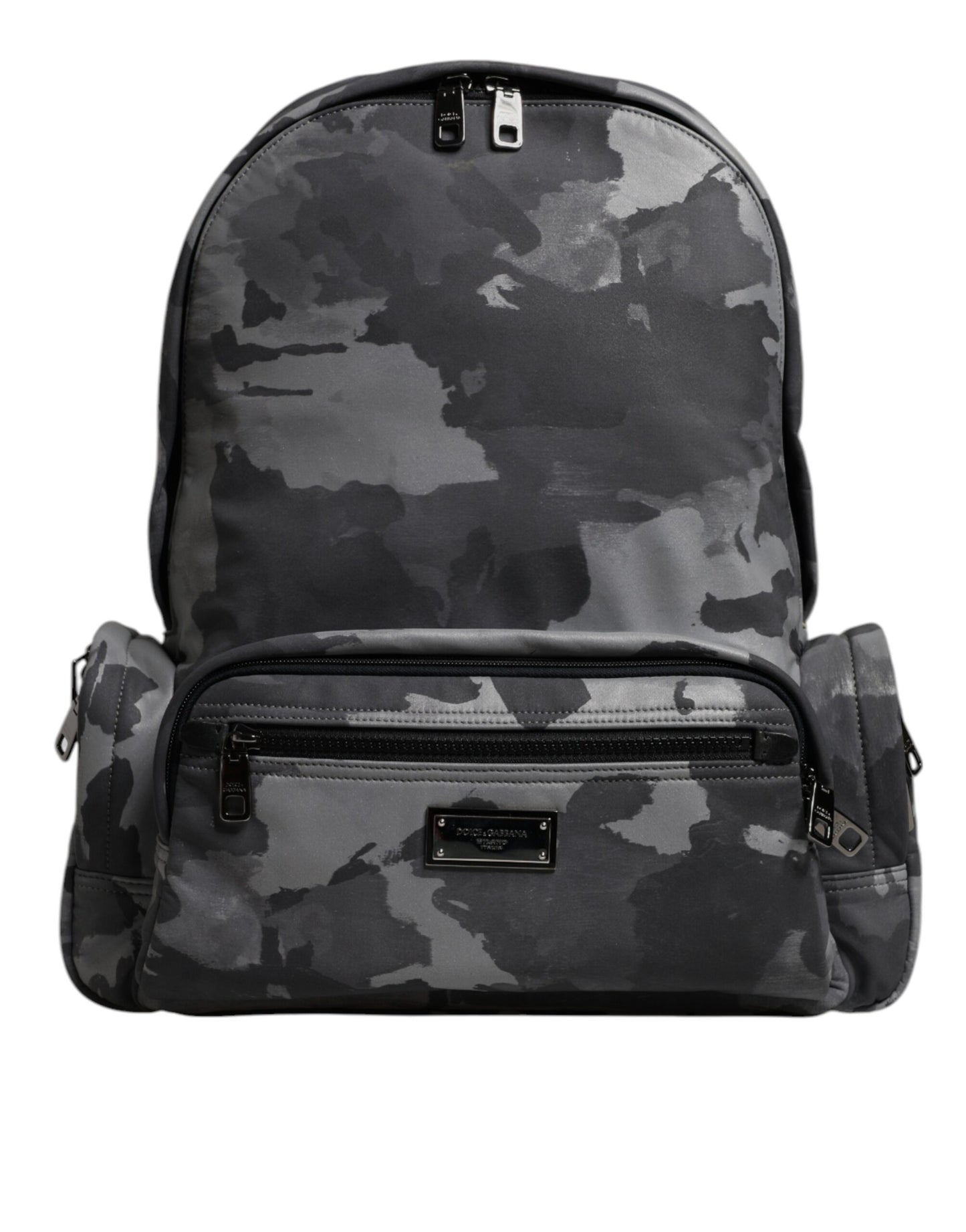 Dolce &amp; Gabbana Rucksacktasche aus grauer Baumwolle mit Camouflage-Logo