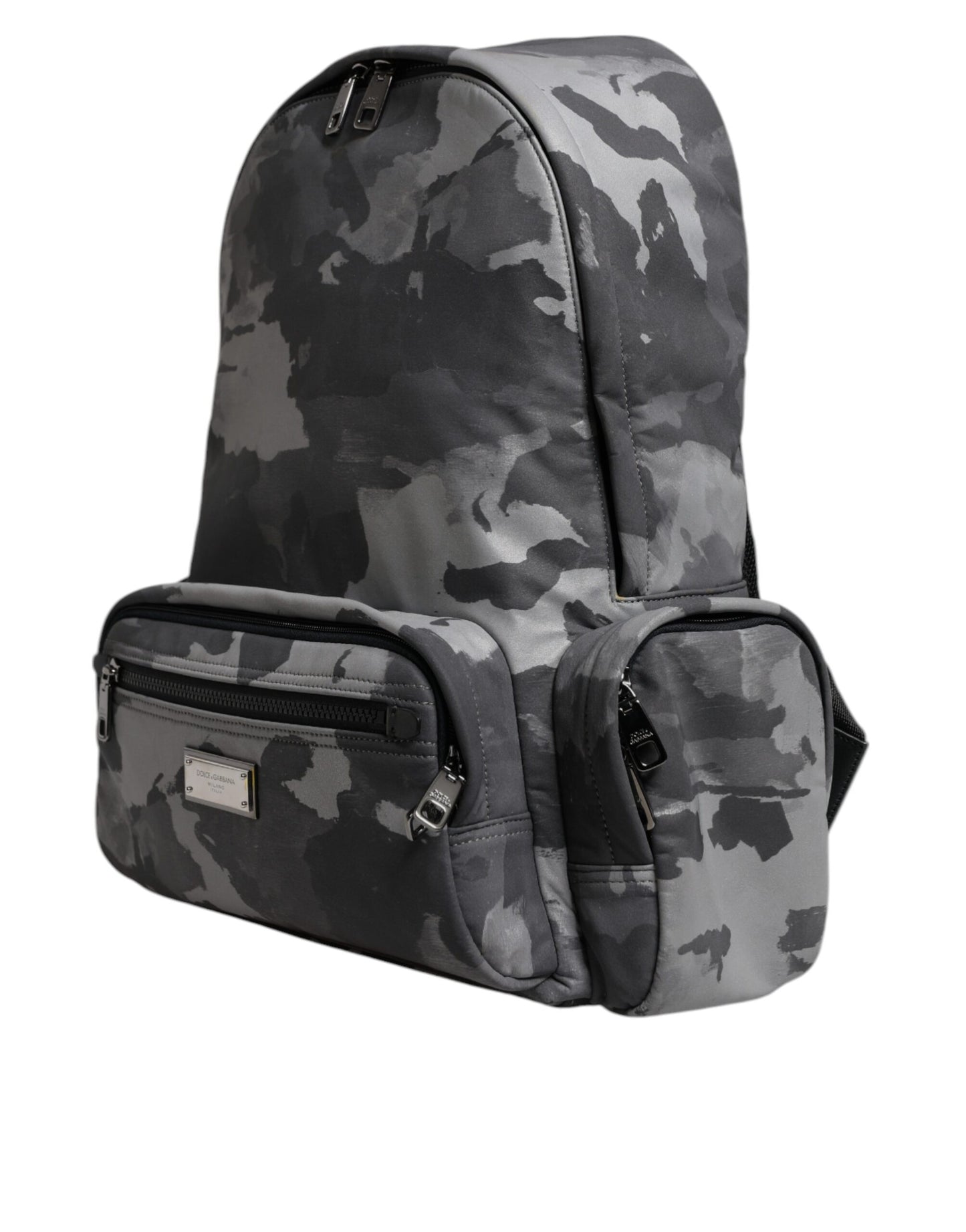 Dolce &amp; Gabbana Rucksacktasche aus grauer Baumwolle mit Camouflage-Logo