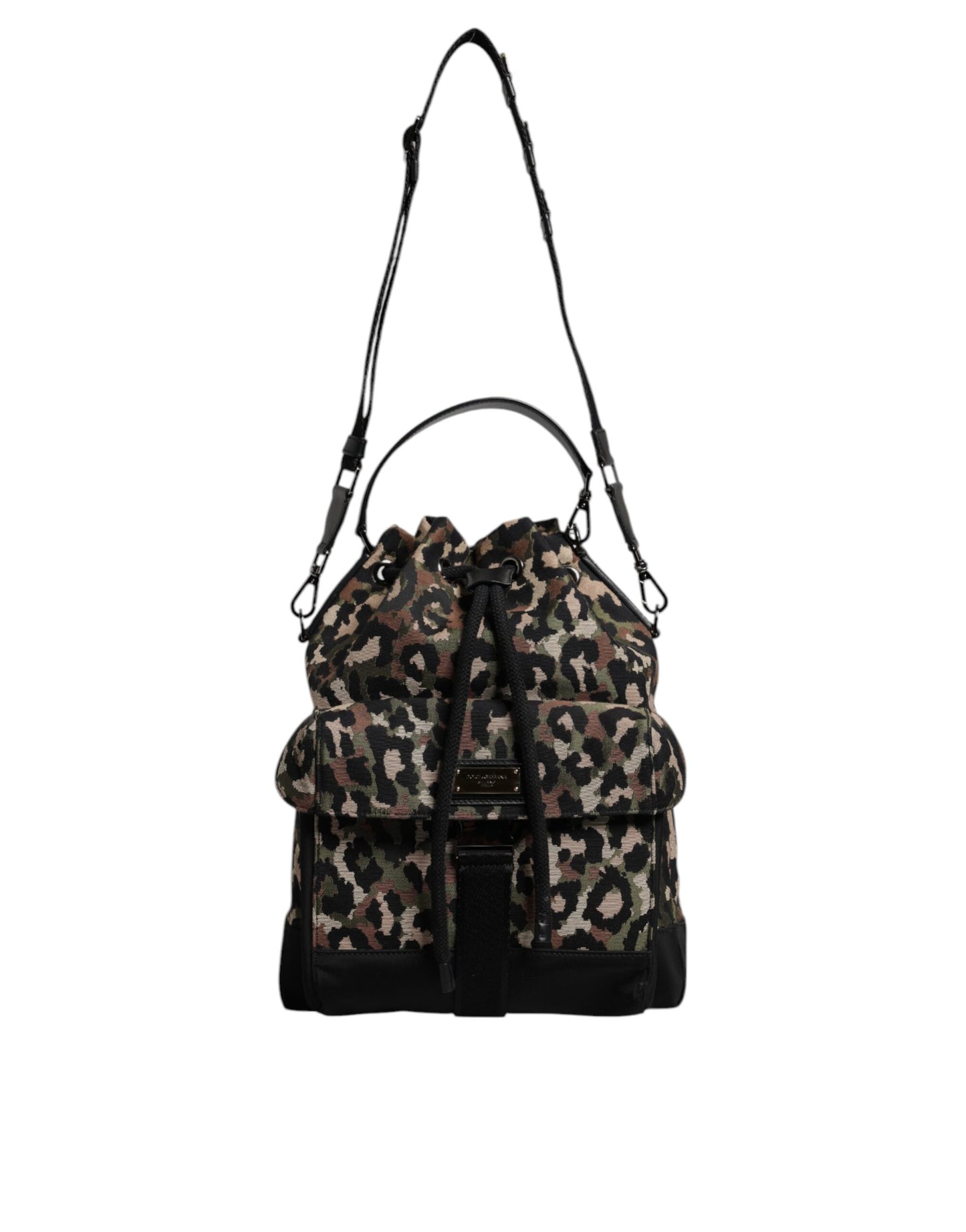 Dolce &amp; Gabbana Mehrfarbige Schultertasche aus Baumwolle mit Leopardenmuster