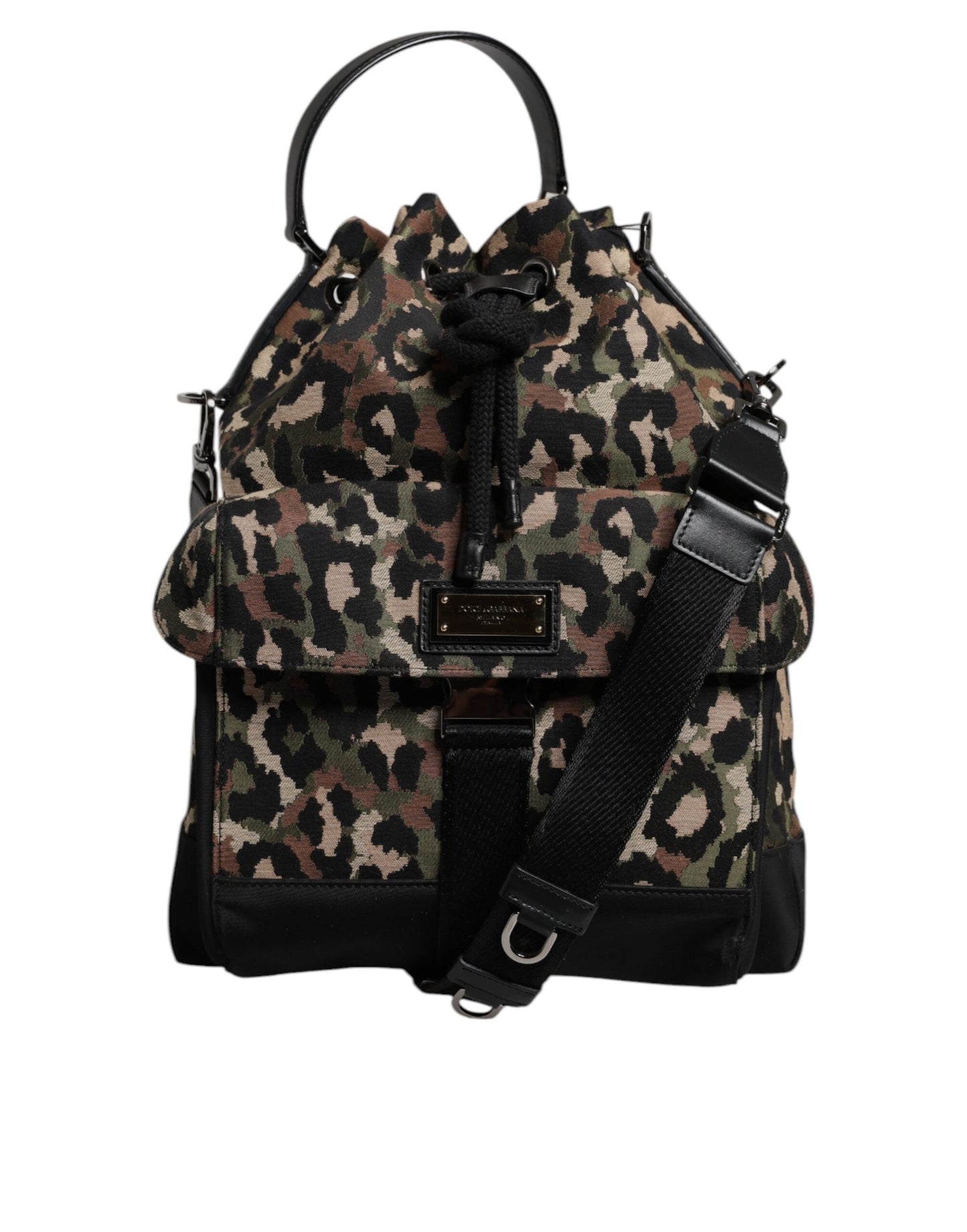 Dolce &amp; Gabbana Mehrfarbige Schultertasche aus Baumwolle mit Leopardenmuster