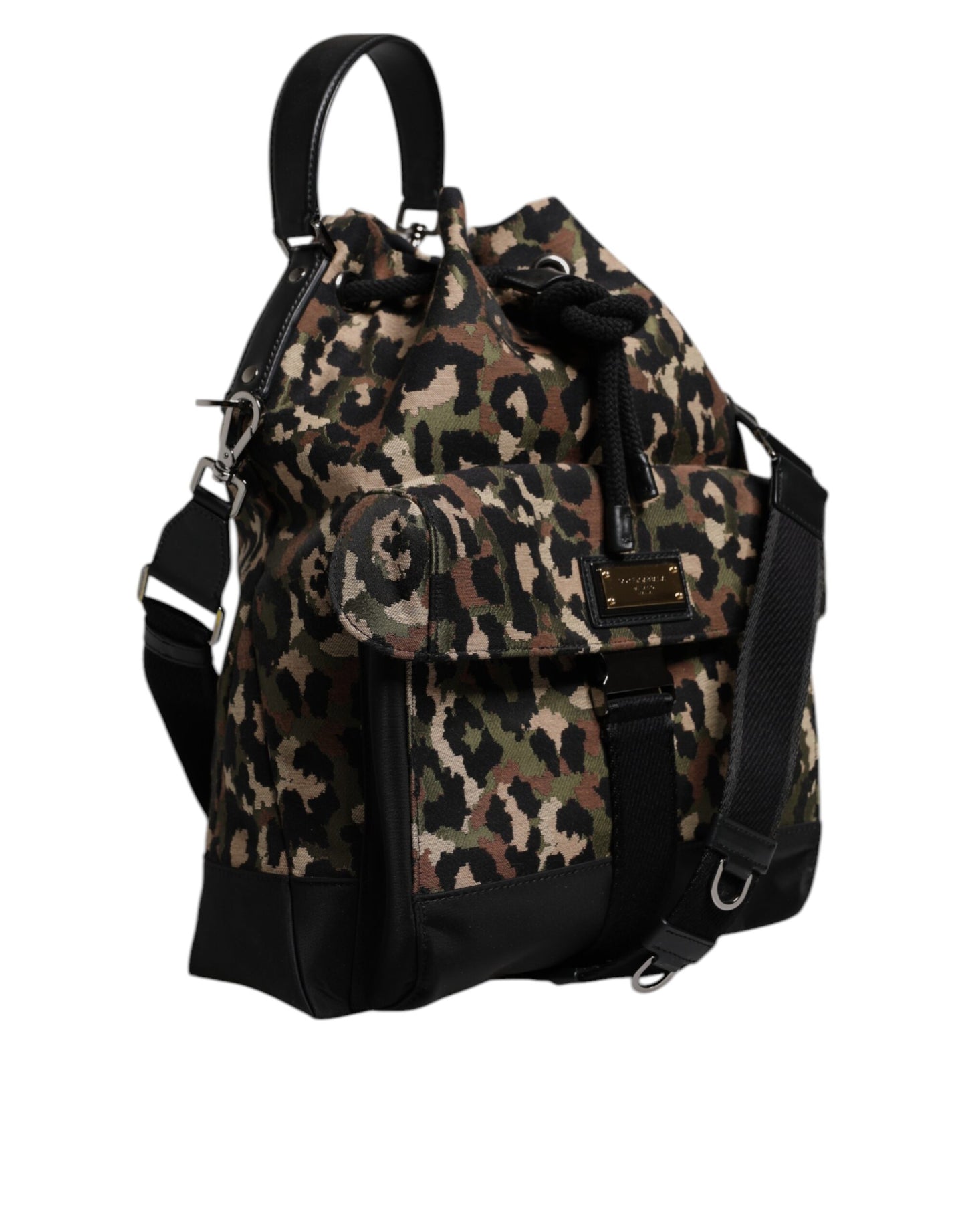 Dolce &amp; Gabbana Mehrfarbige Schultertasche aus Baumwolle mit Leopardenmuster