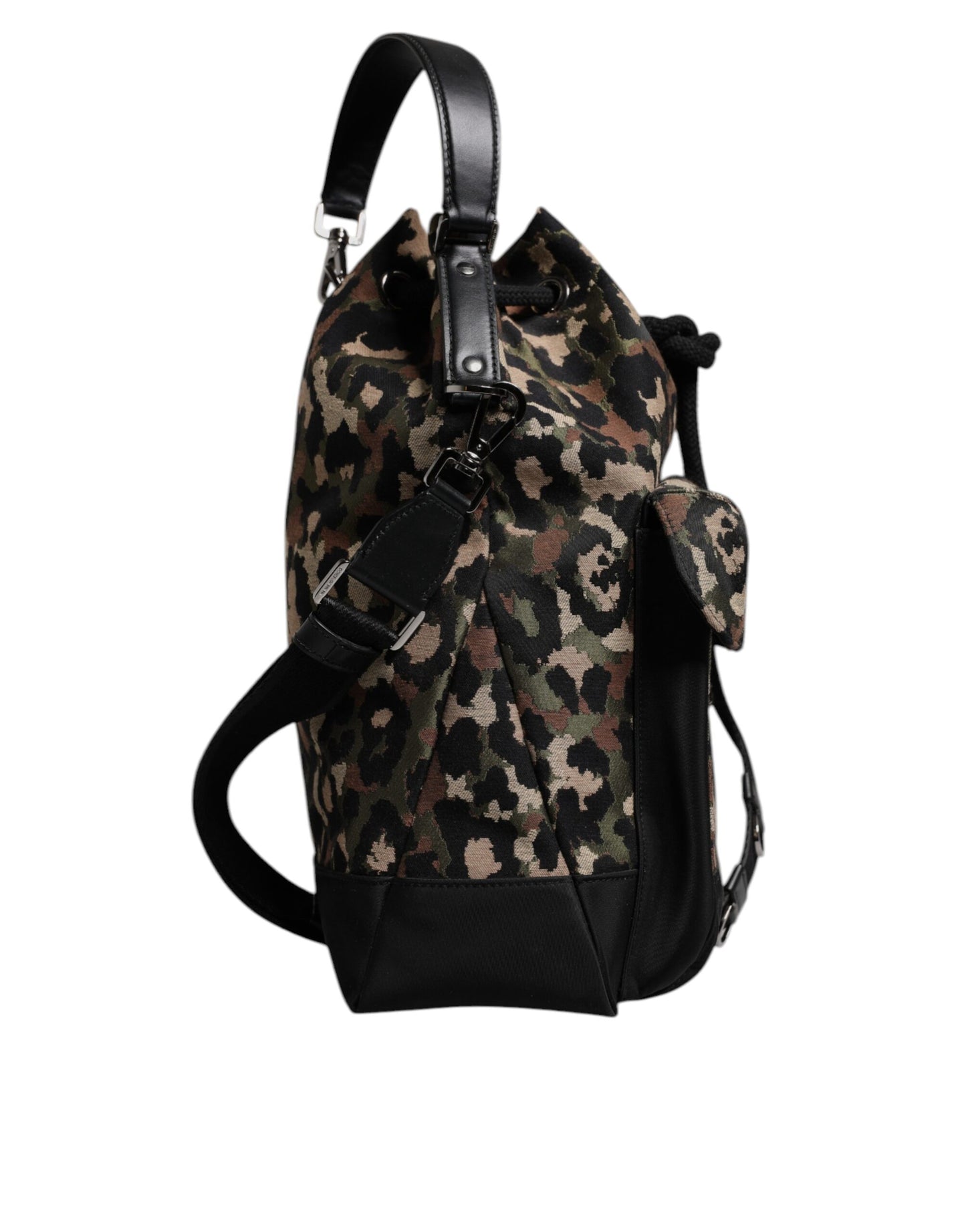Dolce &amp; Gabbana Mehrfarbige Schultertasche aus Baumwolle mit Leopardenmuster