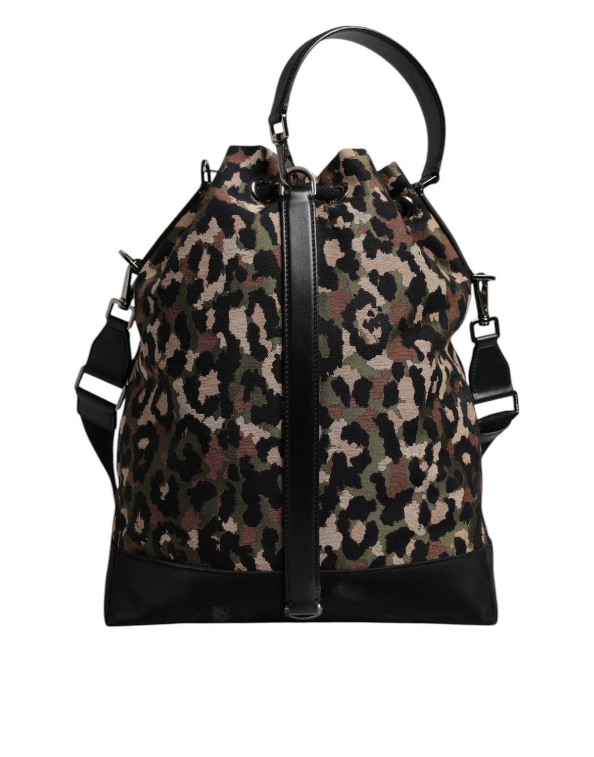 Dolce &amp; Gabbana Mehrfarbige Schultertasche aus Baumwolle mit Leopardenmuster