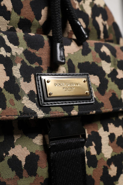 Dolce &amp; Gabbana Mehrfarbige Schultertasche aus Baumwolle mit Leopardenmuster