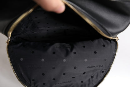 Dolce &amp; Gabbana – Reiserucksack aus schwarzem Leder mit DG-Logoprint