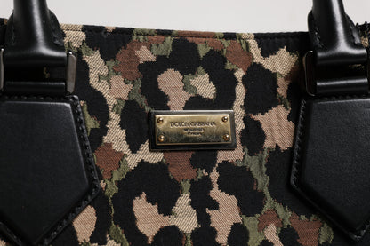 Dolce &amp; Gabbana Mehrfarbige Einkaufstasche mit Leopardenmuster, Umhängetasche
