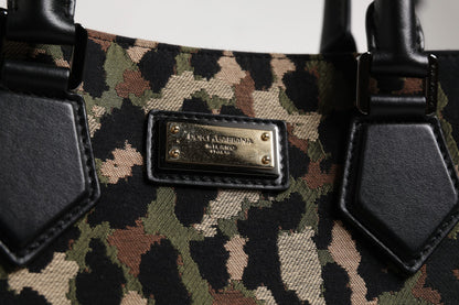 Dolce &amp; Gabbana Mehrfarbige Einkaufstasche mit Leopardenmuster, Umhängetasche